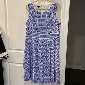 Talbots Blue and white sleeveless dress size 16